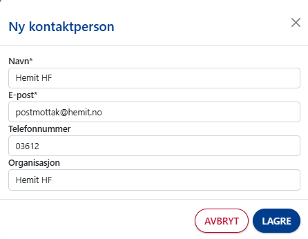 Legg til ny kontakt.